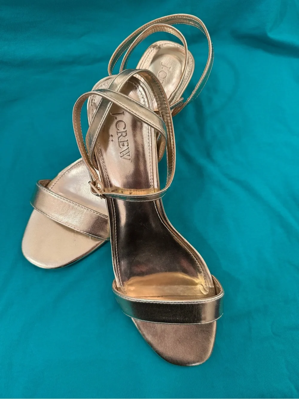 J. Crew Metallic Rose Gold Strappy Sandals
